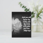 SCRIPTURE John 8:32 Black/White Flowers Briefkaart (Staand voorkant)