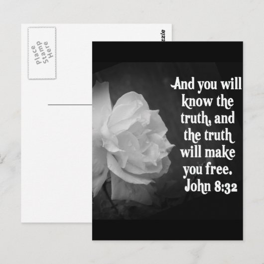 SCRIPTURE John 8:32 Black/White Flowers Briefkaart (Voorkant / Achterkant)