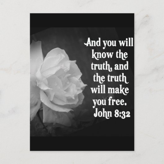 SCRIPTURE John 8:32 Black/White Flowers Briefkaart (Voorkant)