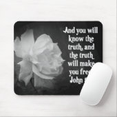 SCRIPTURE John 8:32 Black/White Flowers Muismat (Met muis)
