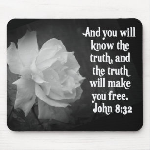 SCRIPTURE John 8:32 Black/White Flowers Muismat