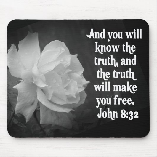 SCRIPTURE John 8:32 Black/White Flowers Muismat (Voorkant)