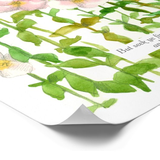 Scripture Matthew 6:33 Bijbelverse Primrose Flower Poster (Hoek)