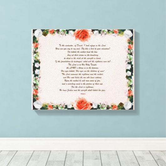 Scripture, Psalm 11, Botanic Canvas Afdruk (Insitu (Houten vloer))