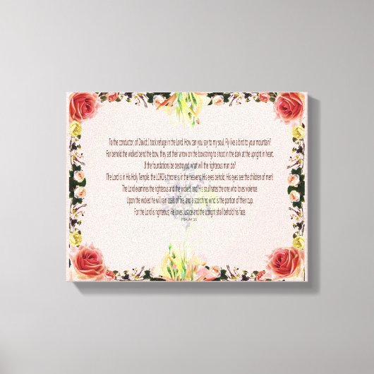 Scripture, Psalm 11, Colorful Flower Canvas Afdruk (Voorkant)