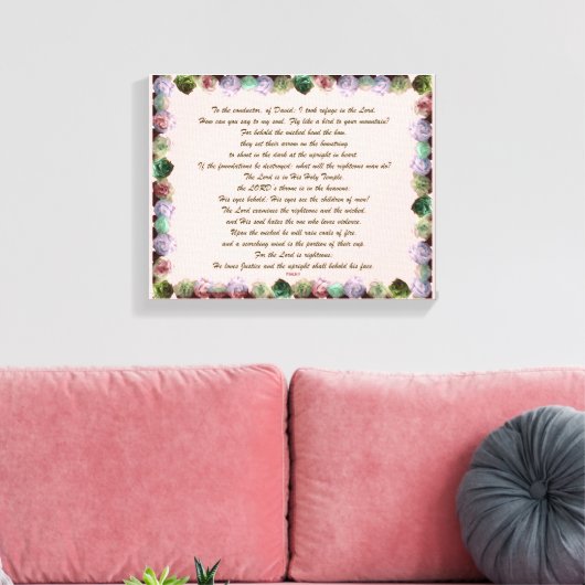 Scripture, Psalm 11, Colorful Roses Canvas Afdruk (Insitu (Woonkamer))