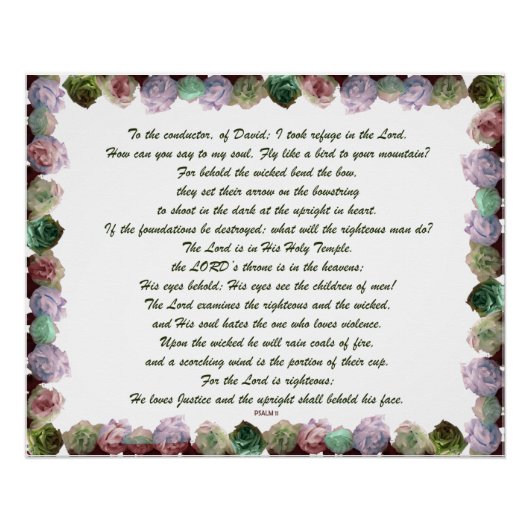 Scripture, Psalm 11, Colorful Roses Perfect Poster (Voorkant)