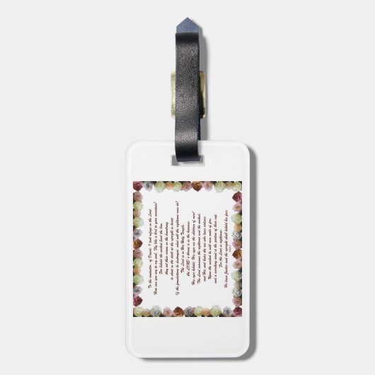 Scripture, psalm 11, Flowerful Bagagelabel (Achterkant verticaal)