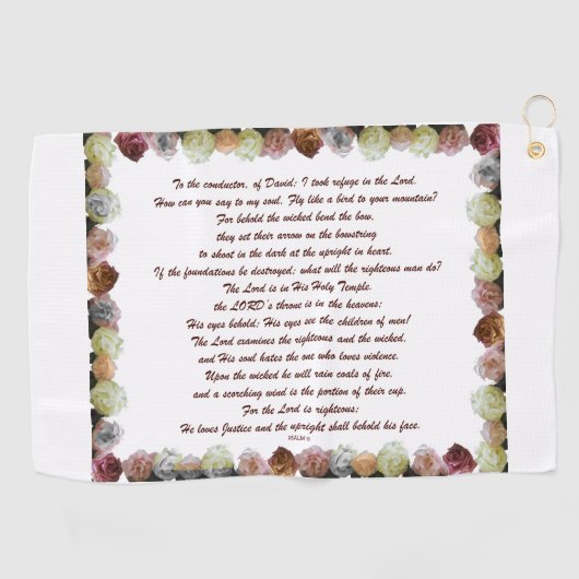 Scripture, psalm 11, Flowerful Golfhanddoek (Horizontaal)