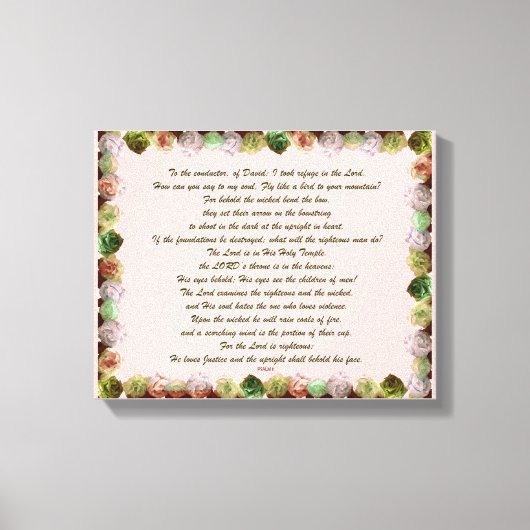 Scripture, Psalm 11, Green Gray Roses Canvas Afdruk (Voorkant)