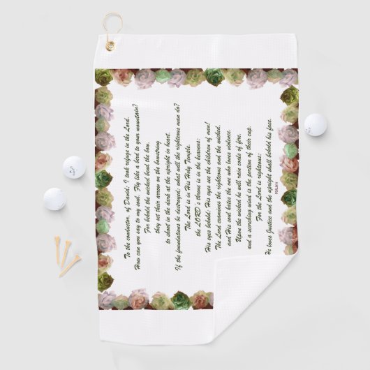 Scripture, Psalm 11, Green Gray Roses Golfhanddoek (Insitu)