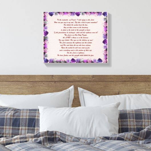Scripture, Psalm 11, Purple Roses Canvas Afdruk (Insitu (Slaapkamer))