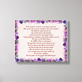 Scripture, Psalm 11, Purple Roses Canvas Afdruk