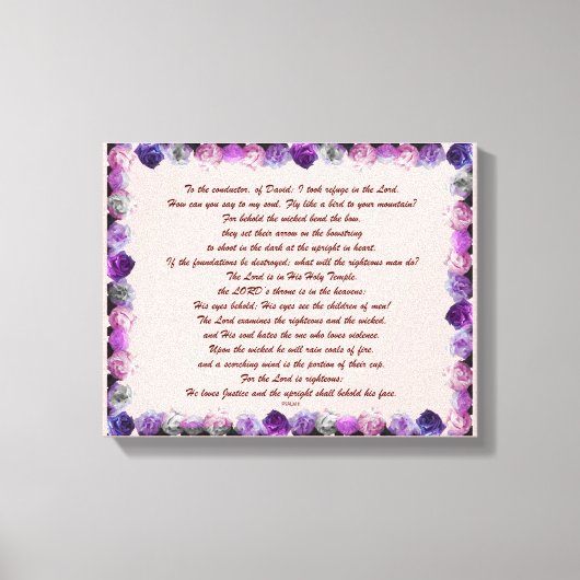 Scripture, Psalm 11, Purple Roses Canvas Afdruk (Voorkant)