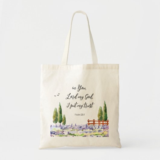 Scripture Psalm 25:1, ik zet Mijn Vertrouwelijke B Tote Bag (Voorkant)
