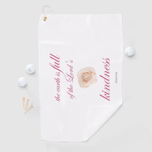 Scripture, Psalm 33, Full Kindness White Rose Golfhanddoek (Insitu)