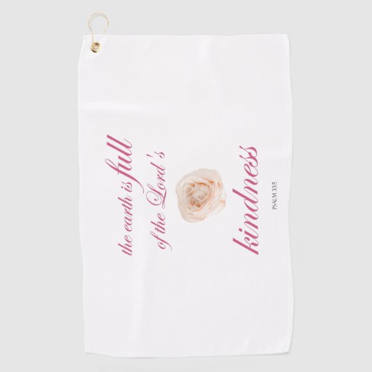 Scripture, Psalm 33, Full Kindness White Rose Golfhanddoek (Voorkant)