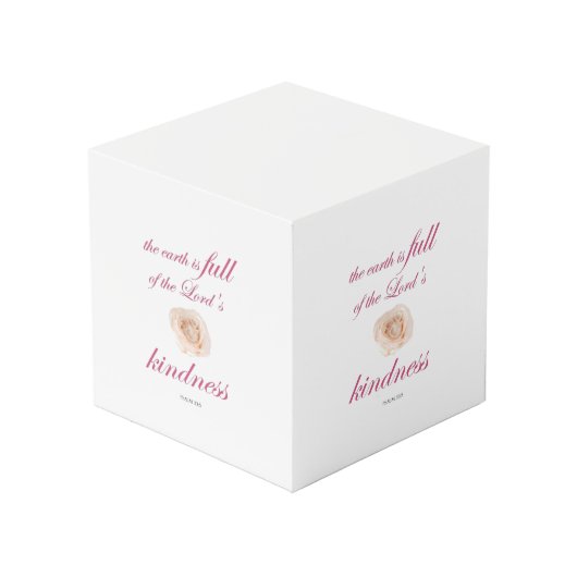 Scripture, Psalm 33, Full Kindness White Rose Kubus (Voorkant hoekig)