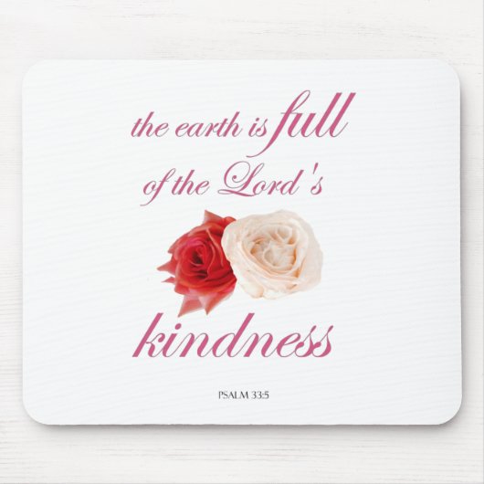 Scripture, Psalm 33, Kindness White en Red Rose Muismat (Voorkant)