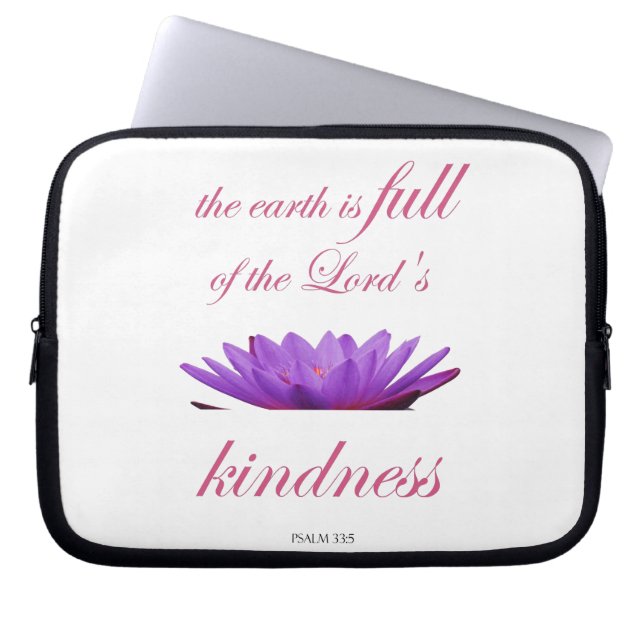 Scripture, Psalm 33, Lord's Kindness Paars Lotus Laptop Sleeve (Voorkant)
