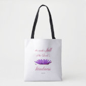 Scripture, Psalm 33, Lord's Kindness Purple Lotus Tote Bag (Voorkant)