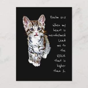 Scripture Psalm 61:2 Aanmoedigend Waterverf Cat Briefkaart