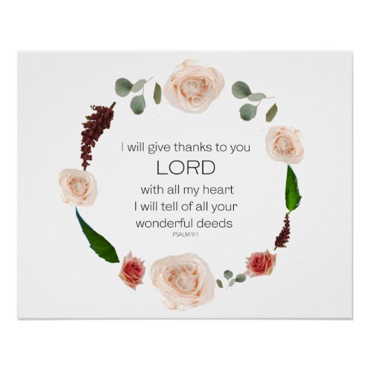 Scripture, Psalm 9, All Your Wonderful Deeds LORD Perfect Poster (Voorkant)