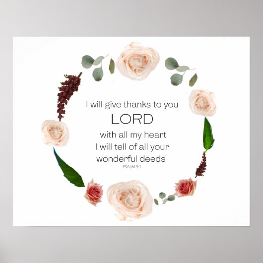 Scripture, Psalm 9, All Your Wonderful Deeds LORD Poster (Voorkant)