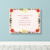 Scripture Psalm 9, Floral Canvas Afdruk (Insitu (Houten vloer))