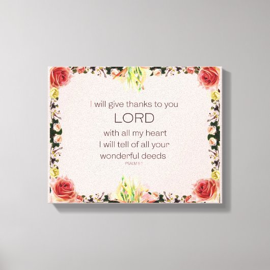 Scripture Psalm 9, Floral Canvas Afdruk (Voorkant)