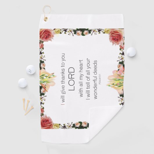 Scripture Psalm 9, Floral Golfhanddoek (Insitu)