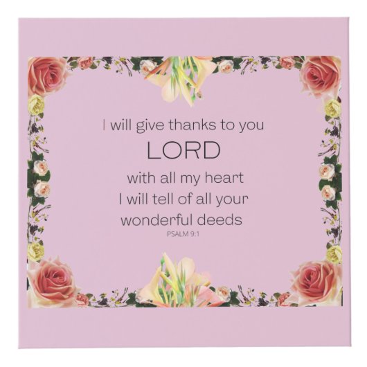 Scripture Psalm 9, Floral Kubus (Voorkant)