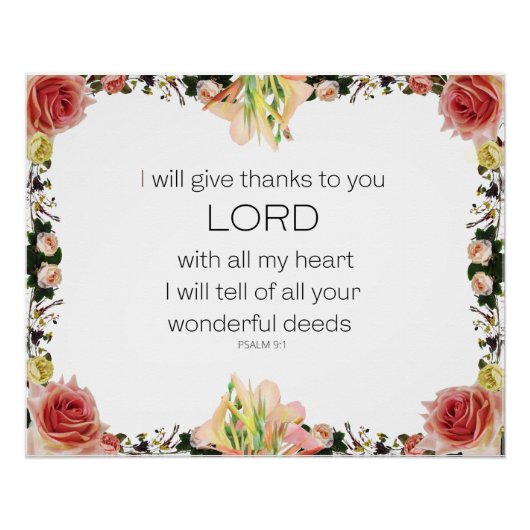 Scripture Psalm 9, Floral Perfect Poster (Voorkant)