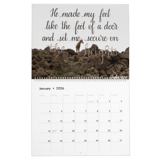 Scripture Verse 2018 Hand Lettered Calendar Kalender (Jan 2026)