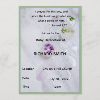 Scripture Verse Boy Baby Dedication Invitation Kaart
