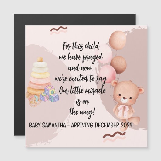 Scriptuur Baby aankondiging magneet Kaart dit kind (Voorkant / Achterkant)