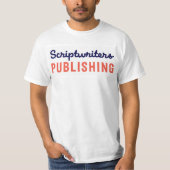 Scriptwriters die Abbys Blauw/Bleke Oranje T publi T-shirt (Voorkant)