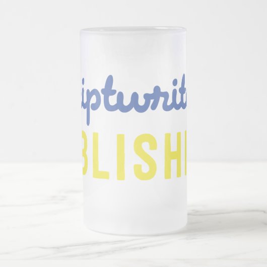 Scriptwriters die Blauwe/gouden Mok van de Bier pu (Center)