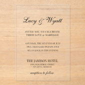 Scripty Black & White Modern Huwelijksuitnodiging Acryl Uitnodigingen (Voorkant)