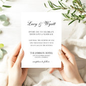 Scripty Black & White Modern Huwelijksuitnodiging Kaart