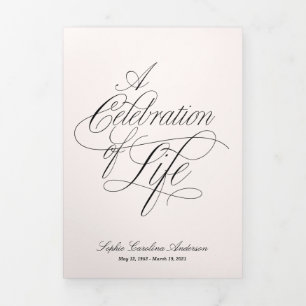 Scripty Celebration of Life Program Drieluik Uitnodiging