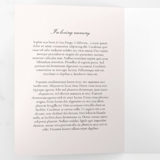 Scripty Celebration of Life Program Drieluik Uitnodiging (Binnenzijde eerst)