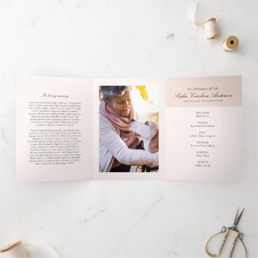 Scripty Celebration of Life Program Drieluik Uitnodiging (Binnen)