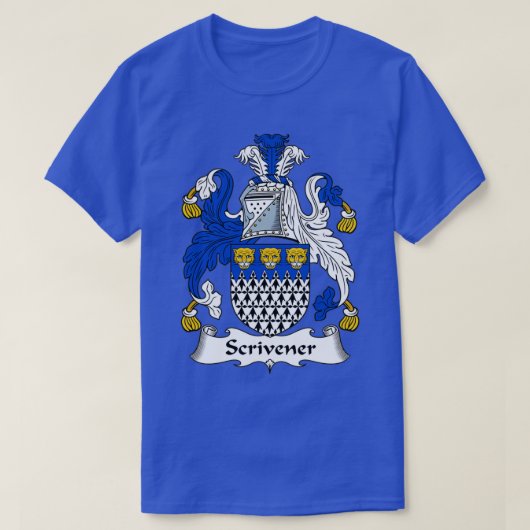 Scrivener Coat of Arms Family Crest T-shirt (Design voorkant)