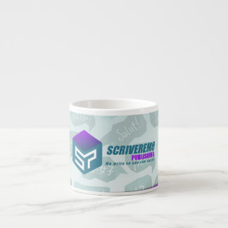 Scriveremo logo en achtergrond espresso kop