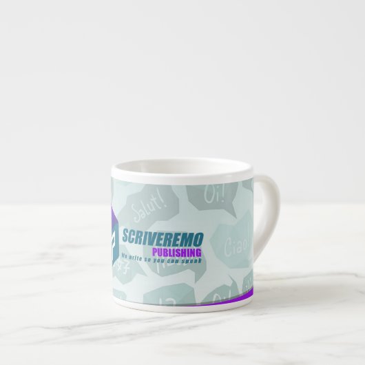 Scriveremo logo en achtergrond espresso kop (Voorkant rechts)