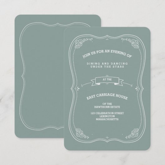 scrol in Green Wedding Reception Card Kaart (Voorkant / Achterkant)