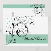 Scroll blad witte jade groene bruiloft bruidsfeest kaart (Voorkant / Achterkant)