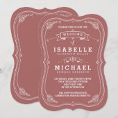 Scroll bruiloft uitnodiging | Marsala (Voorkant / Achterkant)