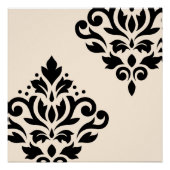 Scroll Damask Art I Black op Cream Poster (Voorkant)